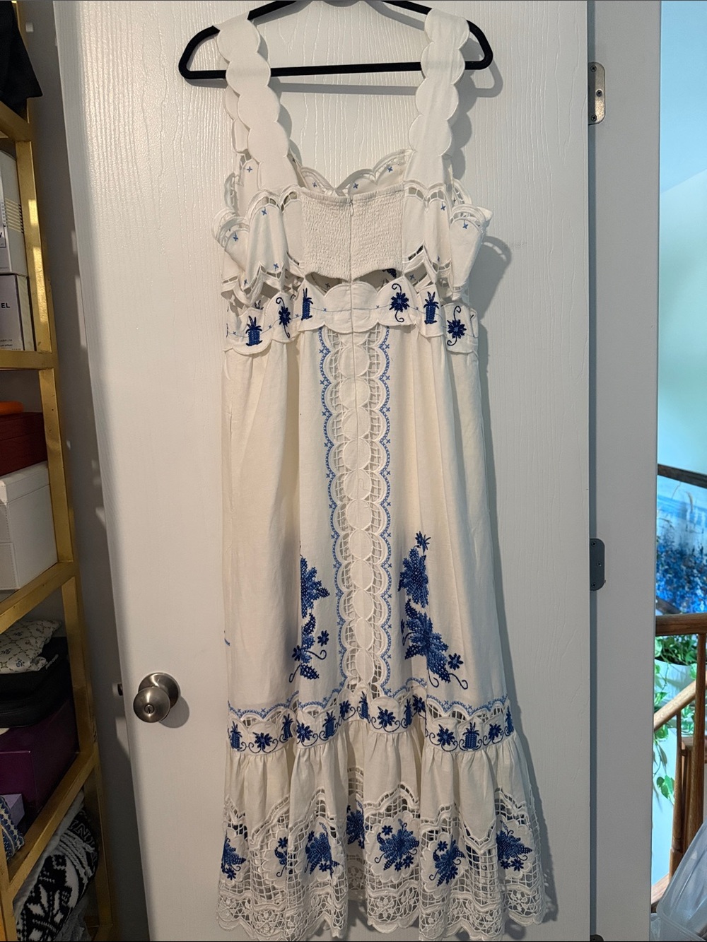 FARM Rio White Maxi Dress with Blue Floral Embroidery - Picture 2 of 10